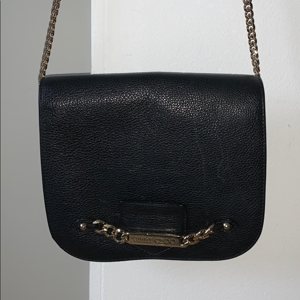 jimmy choo crossbody purse, black and gold